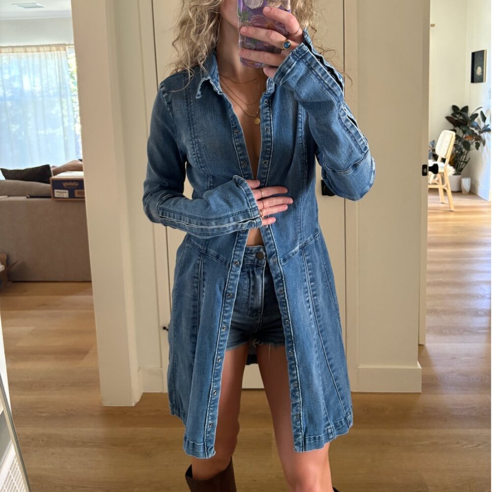 Free People Thea Denim Mini Dress  Size XS